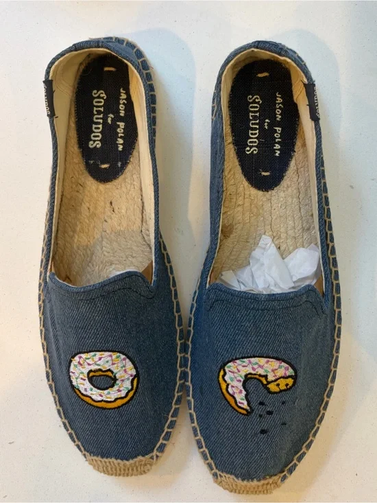 Soludos Kids Denim Moccasins with Donut Patch