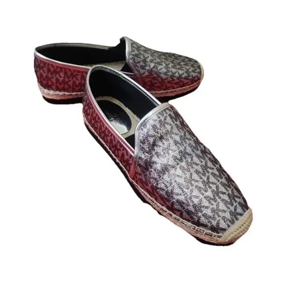 Michael Kors Hastings Signature Logo‎ Silver Metallic Espadrilles 9.5 158$
