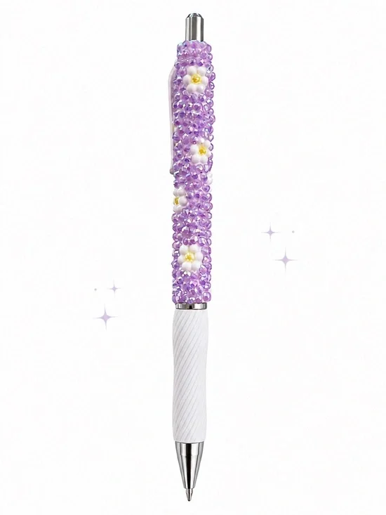 Lavender Daisy Handmade Bedazzled Pen