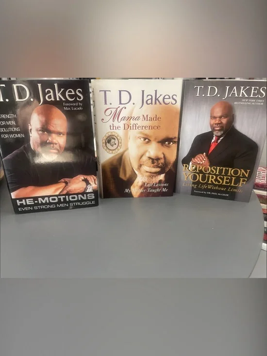T.D. Jakes 3-Book Lot: He-Motions, Reposition Yourself, Mama Made the Difference