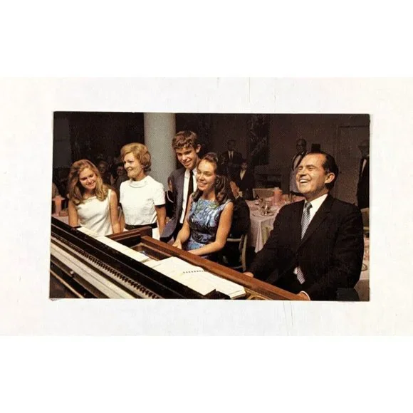 Vintage Postcard Richard‎ Nixon & Agnew 1972 Political Advertising Playing Piano