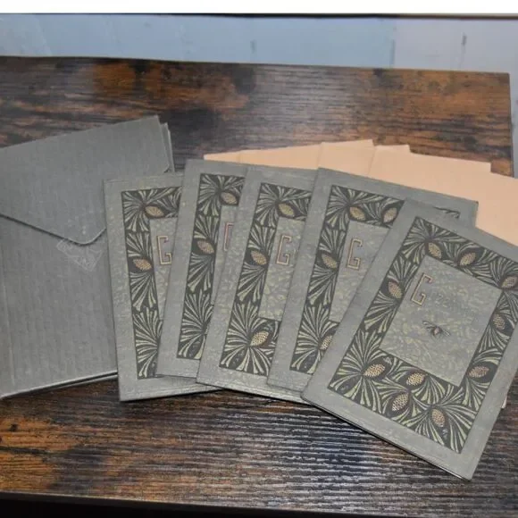 Antique 1920s Reliance Photo Greeting Card Folders Pinecone Design Lot