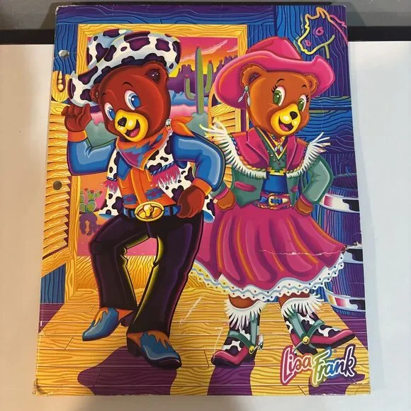 Lisa Frank Vintage Folder Dancing Cowboy Bears