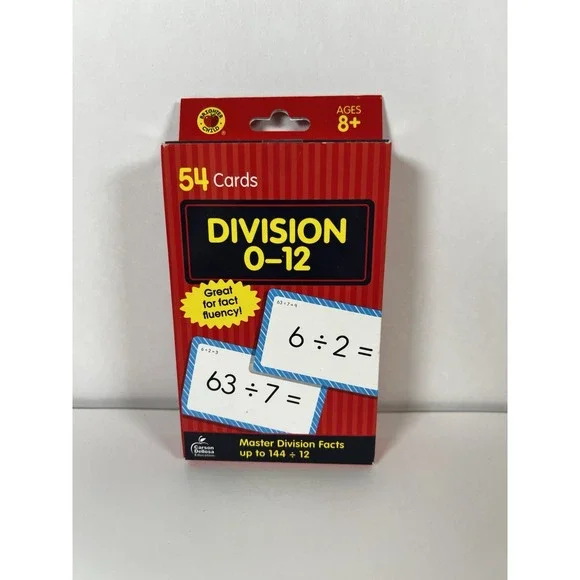 Carson-Dellosa 0769677231 54 Cards Division 0 to 12‎ Flash Cards - Assorted New