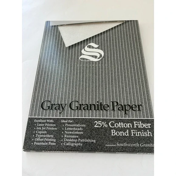 Southworth Gray Granite Paper 60 Sheets 24‎ lb Heavy P914C Opened