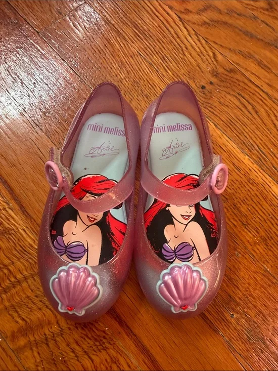 Mini Melissa Shimmery Pink Ariel Jelly Mary Jane Shoes