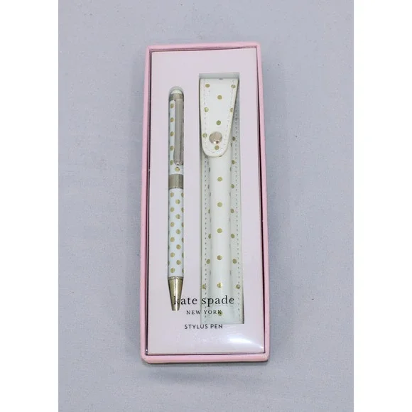 Kate Spade New York Gold Dot Stylus Pen with Pouch White Gold Polka Dot 193836