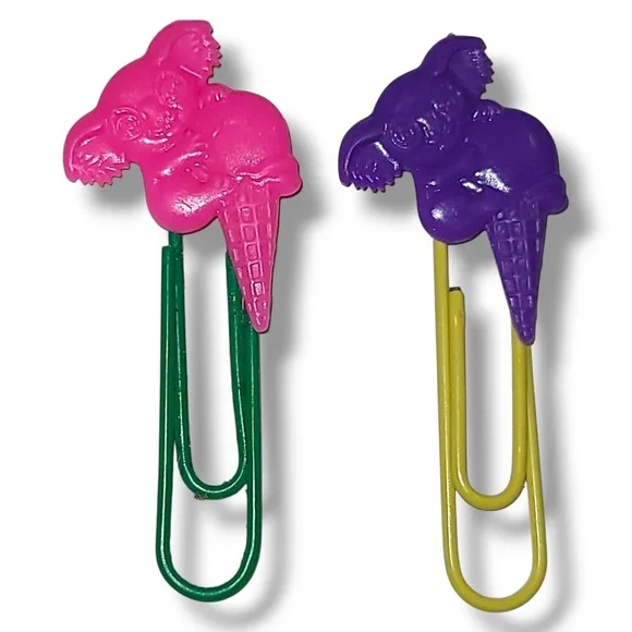 2 Vintage 1989 Lisa Frank Ice Cream Cone Koala Bear Paper Clips