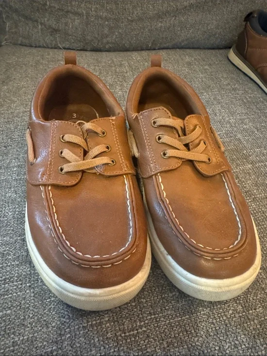 wonder nation Toddler Brown Boat-Style Lace Shoes