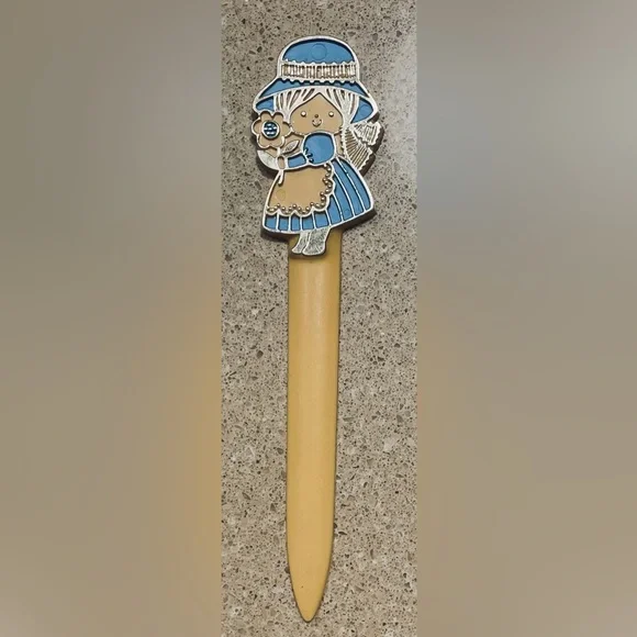 Vintage-Springbok Charming Girl Bookmark with Blue and Gold Accents