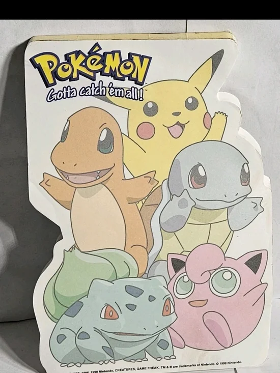 Pokemon Roseart Stationary Note Pad Charmander, Pickachu, Squirtle 1999 Vintage