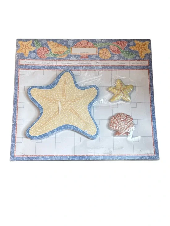 Pretty Paper Decorative Starfish & Seashell Cute Calendar Yellow and Blue Ocean