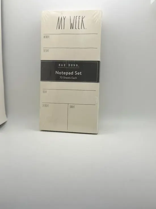 Rae Dunn My Week & My Goals Notepad Set 70 Sheets Each Minimalist Design