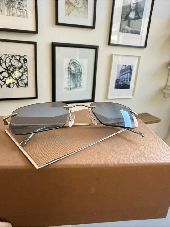 Swarovski Silver Rimless Sunglasses with Gray Lenses