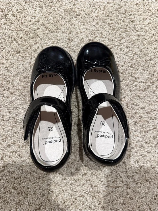 pediped Black Patent Mary Jane Dress Shoes for Kids