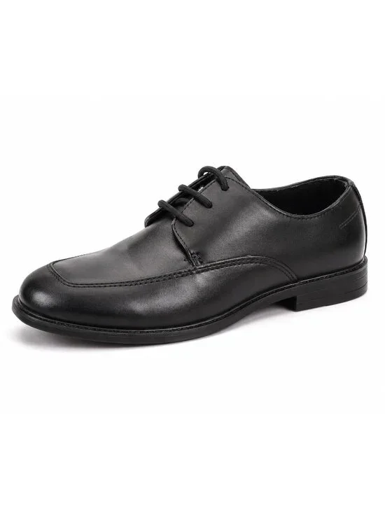 Sonoma Boys Size 2 Dress Shoes Black Square Toe Laces Formal Comfort Sole