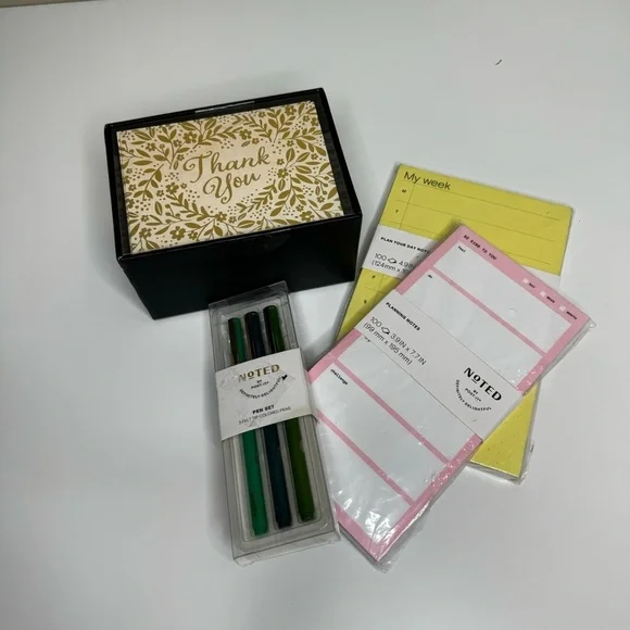Posted note pads 2 pen set box of 50 thank you note cards