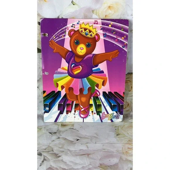 Lisa Frank Folder Ballerina Bear for Three 3 Ring Binder 90s Piano Vintage