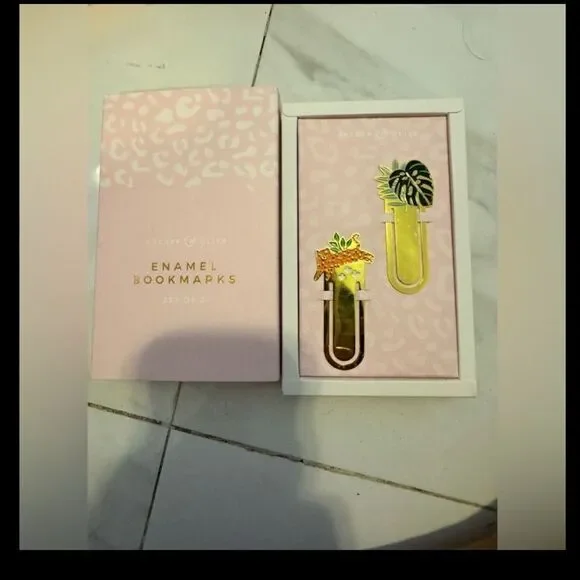 Enamel Bookmarks Set - Gold and Green #15