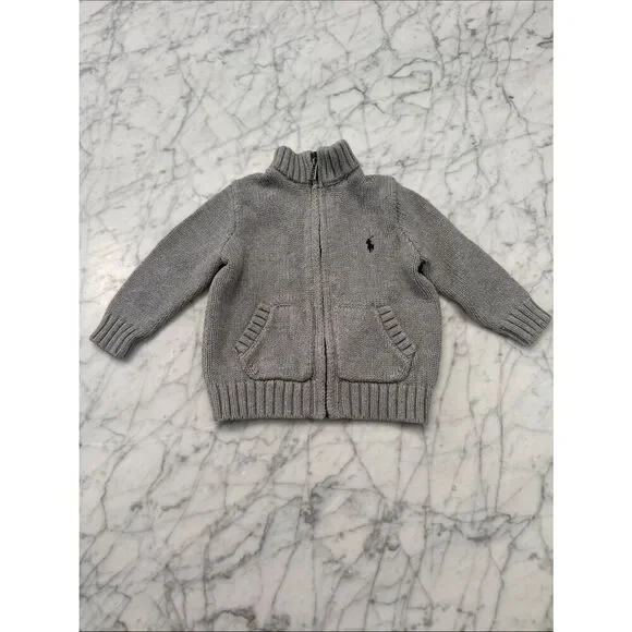 RALPH LAUREN Sz 12M Cardigan Sweater Full Zip Jacket Toddler Cotton