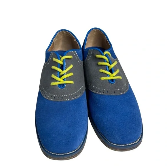 Florsheim Kenneth Jr III Oxford - gray/blue/yellow suede leather big boys size 6