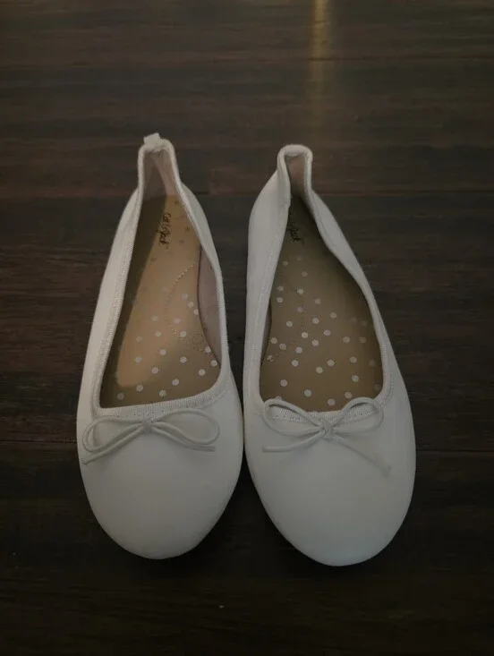 Cat & Jack White Slip-On Flat with Tan Sole