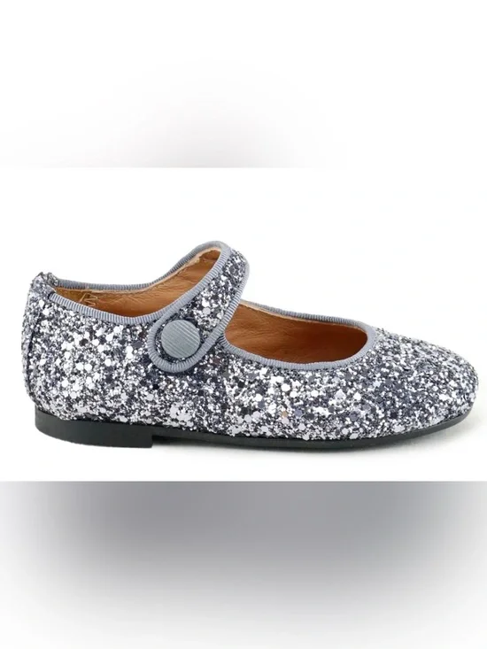 Papanatas Girls Gray Glitter Mary Jane Shoes EU 34 / US 3