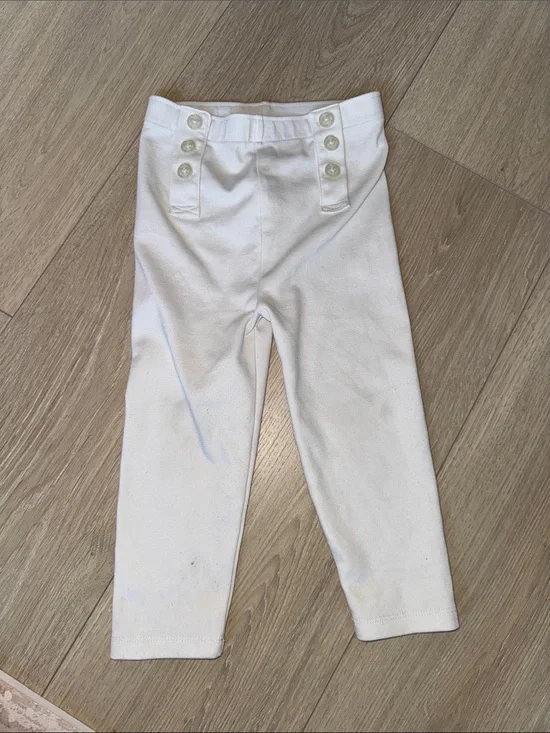 Ralph Lauren White Button-Accent Girls Leggings