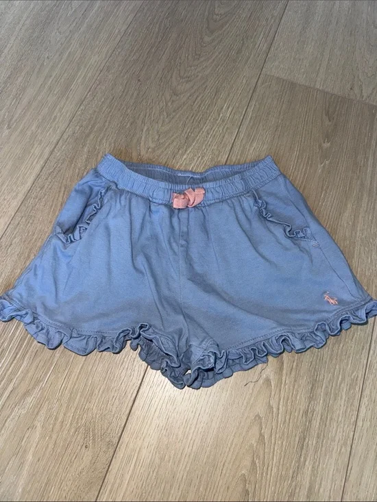 Ralph Lauren Blue Knit Ruffle Skort with Pink Bow Accent