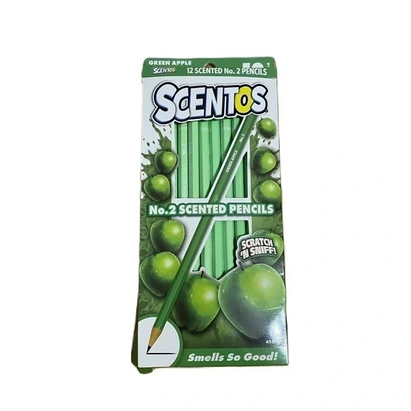 Scentos No. 2 Scented Pencils NEW Green Apple 10 Pack Scratch Sniff School
