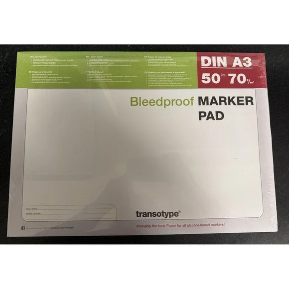 Transotype Bleedproof Marker‎ Pad A3 50 Sheets 70gsm Alcohol Marker Paper