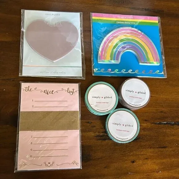 Simply Gilded Sticky notes notepad and Washi bundle