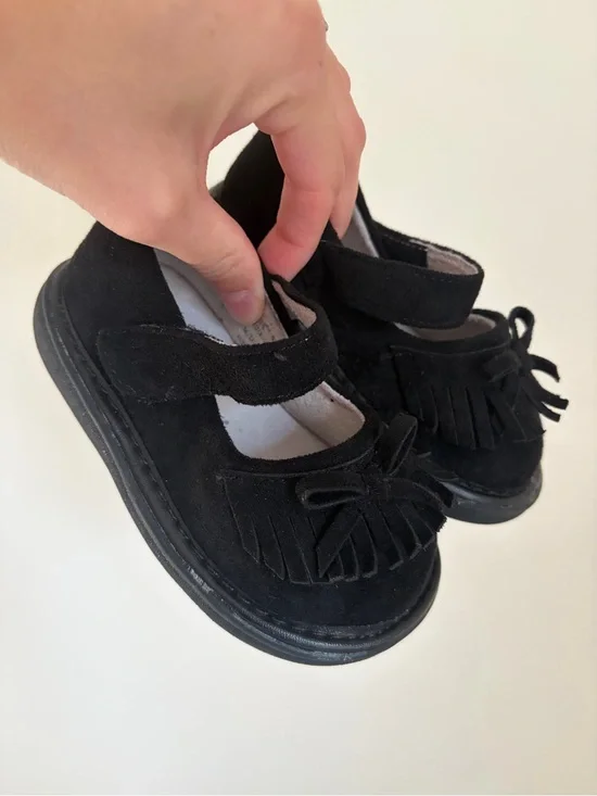 Black Suede Fringe Mary Jane Shoes