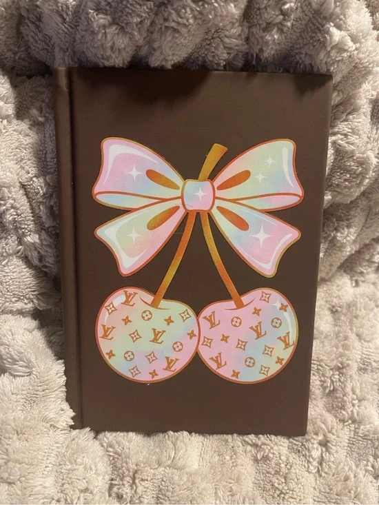 Luxury Brown Notebook with Pink Gradient Cherry Design | Pink Paper | 3 Formats