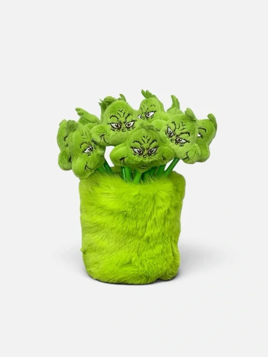 Plush Green Grinch-Inspired Fuzzy Pens
