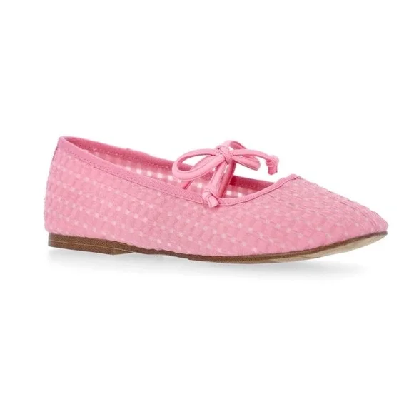 Madden NYC Girls Gingham Mesh Ballet Flats Pink Slip On Shoes Size 13 NEW