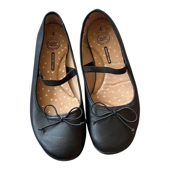 Wonder Nation Black Ballet Flats Girls Size 4