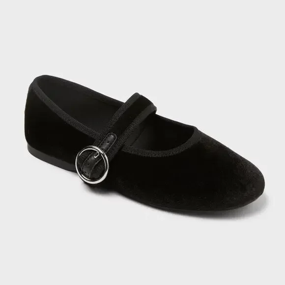 Girls Big Kids Size 2 Black Mary Jane Ballet Flats Buckle Art Class Quilla New