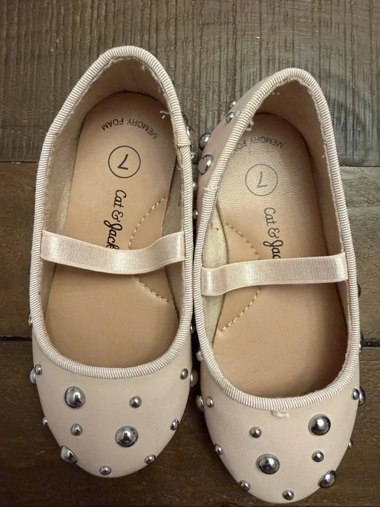 Cat & Jack Blush Pink Studded Mary Jane Flats