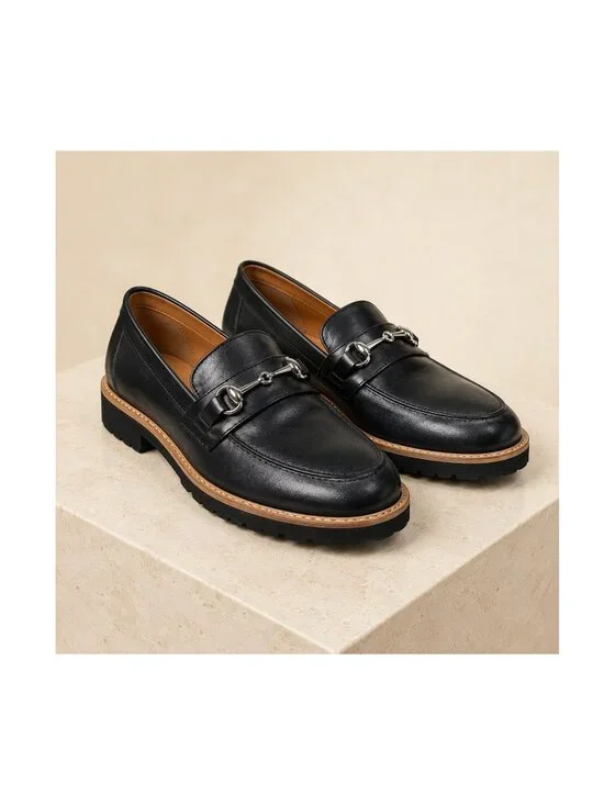 Steve Madden Kids Black Leather Horsebit Loafers Big Kid 4D