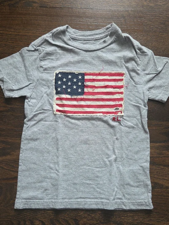 Ralph Lauren Gray Tee with Flag Patch