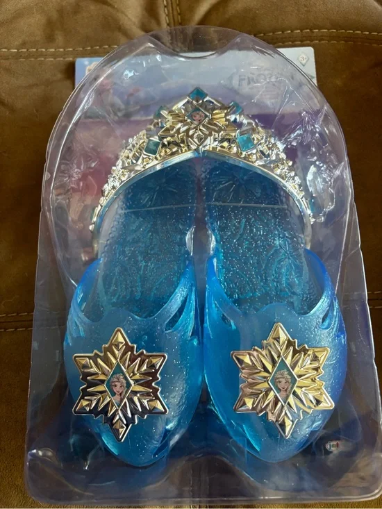 Kids Elsa Sparkle Slip-On Princess Shoes and crown
