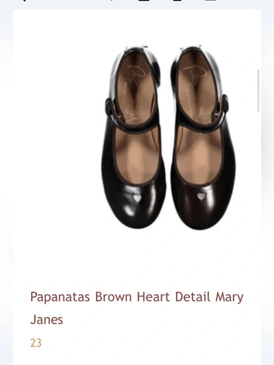 Papanata Brown leather Mary Jane Shoes with Heart Accent