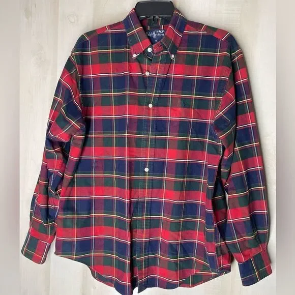 Ralph Lauren red plaid long‎ sleeve button down shirt, size 12