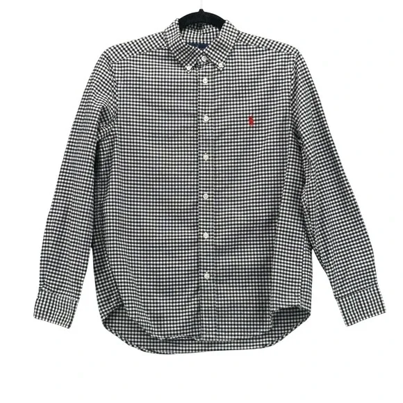 Ralph Lauren Boys Button Down Shirt Large 14-16 Gingham Church Wedding Pictures‎