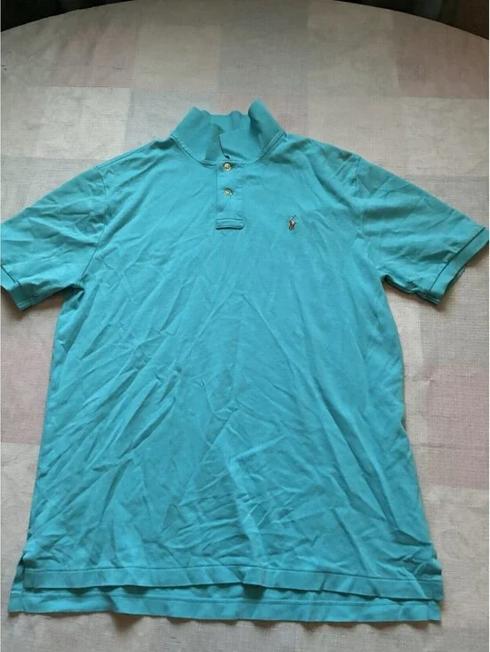 Polo Ralph Lauren Boys XL 18-20 Aqua Turquoise Blue Short Sleeve Polo -0003