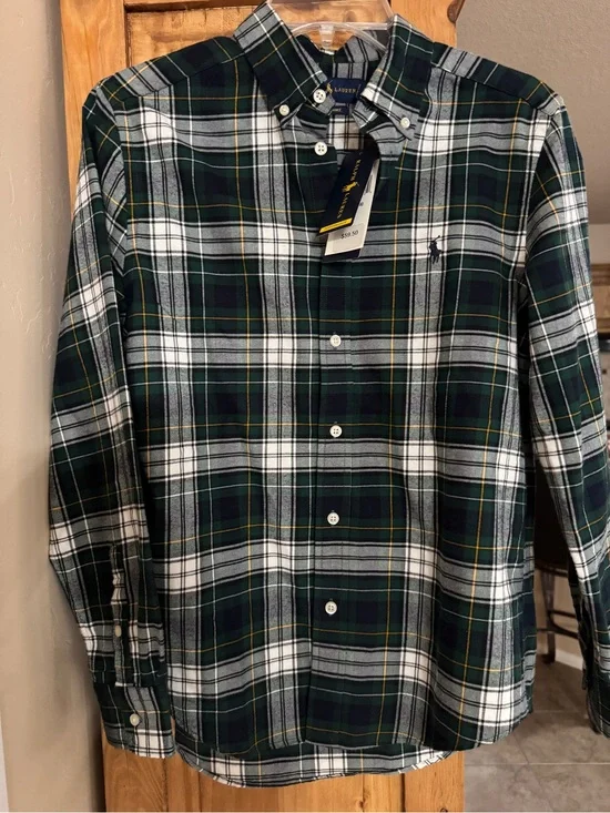 NWT Polo Ralph Lauren Boys L 14-16 Performance Plaid Flannel Shirt