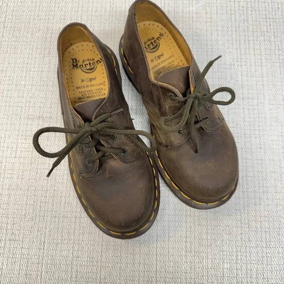 Dr Martens 8053 Oxford Kid 13 Brown Leather Vintage Made in England Grunge Indie