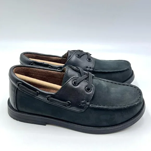 Florsheim Boys Size 1.5 Black Nubuck Leather Penny‎ Loafers Dress Boat Shoes