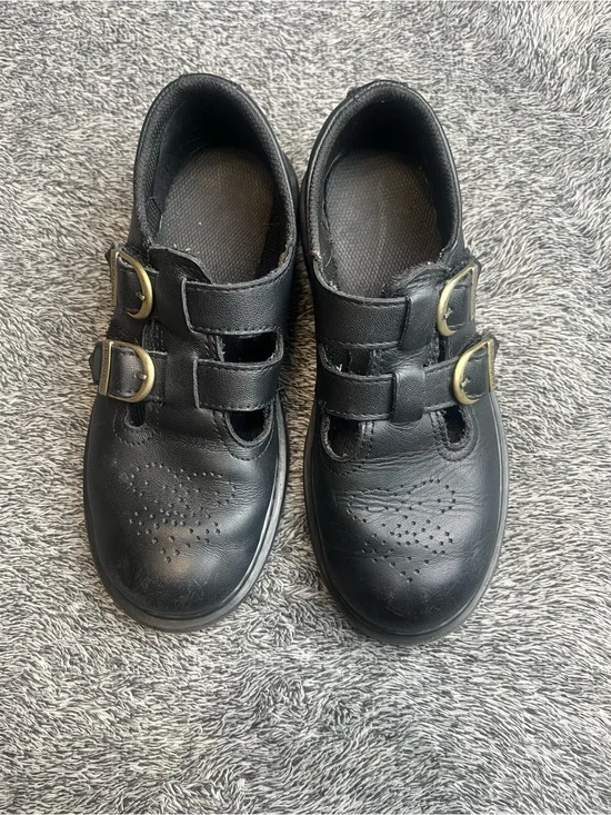 Dr. Martens Black Leather Double Strap Mary Jane Shoes US 13 Kids